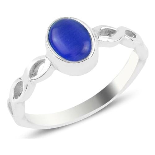 Silverlina Silver Blue with Cat 'S Eye Engagement Ring