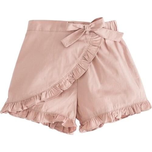Chiffon ruffle princess shorts age for 2 - 8 yrs baby girls summer beach clothes cute big-bow white pink blue loose short pants