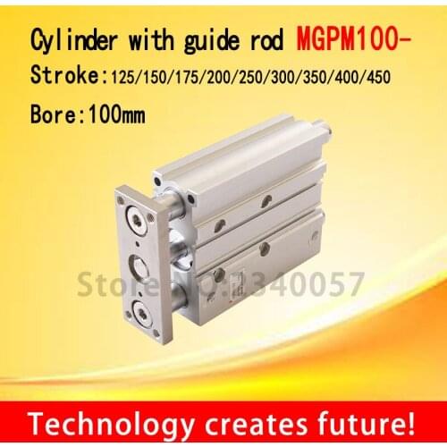 SMC Type MGPM100Thin cylinder with rod MGPM100-125/150/175/200/250/300/350/400 Three axis three bar Pneumatic components MGPM