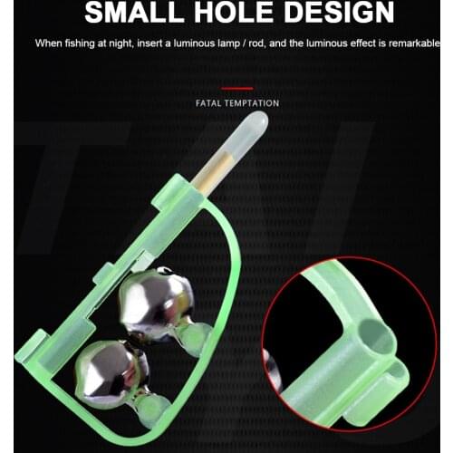 10pcs/Set Luminous Twin Bells Fishing Bite Alarms Portable Outdoor Night Carp Fishing Rod Tip Clamp Clips Bell Glow Fishing Tack