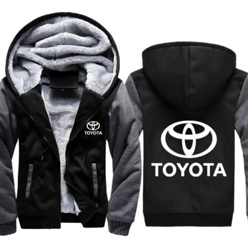 Hoodies Men Toyota Car Logo Print Jacket Mens Hoodie Casual Winter Thicken Warm Fleece cotton Zipper Raglan Coat Male Tracksuits