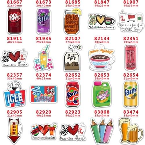 DIY Craft Supplies Sewing Accessories Cartoon Drinks Printed Planar Resins Mold 30 Pieces. PR-81667