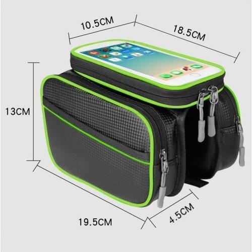 Waterproof pu bicycle bag for top tube front frame using with reflective lines