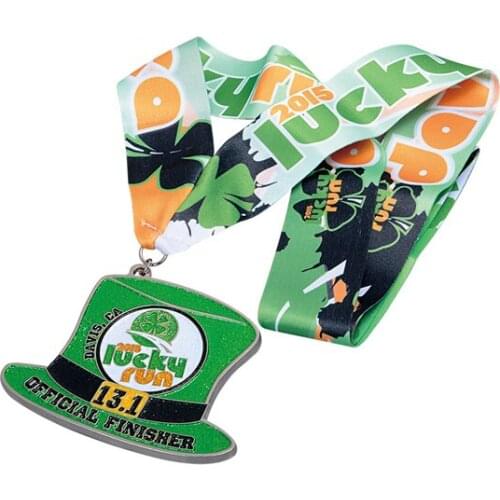 High Quality Zinc Alloy Glitter Enamel Medal with Sublimation Ribbon