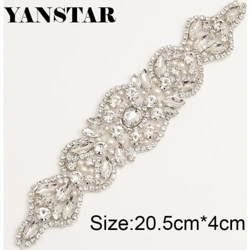 YANSTAR 5PCS Rhinestone Appliques Sewing On Wedding Dress For Wedding Decoration Clear Crystal Beads Sew On Bridal YS846
