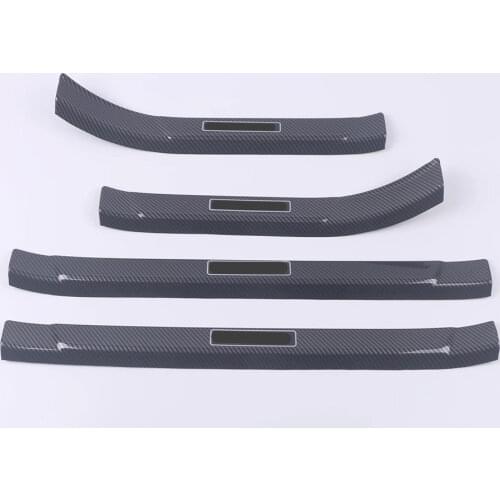 Carbon Fiber Look Door Sill Scuff Plate Guard Sills Protector Trim For Audi e-tron 2018-2021