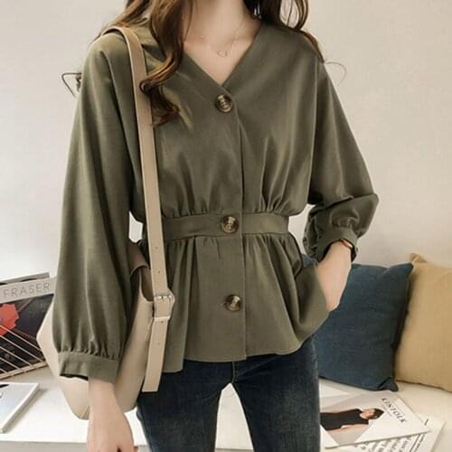 Women Casual V Neck Long Sleeve Blouse Shirts Tops for Spring Autumn -MX8
