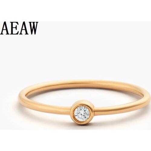 14k Rose Gold Single Diamond 2.5mm 0.05ctw Engagement Ring Simple Engagement Ring For Women Fine Jewelry Support Customized