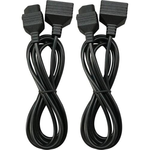2Pcs) Gamepad Extension Cable for Nintendo NES 7P Controller, 1.8M/6FT, Black