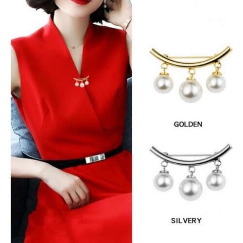 Womens Sweater Shawl Clips Faux Pearl Dresses Cardigan Collar Brooch Vintage TY66