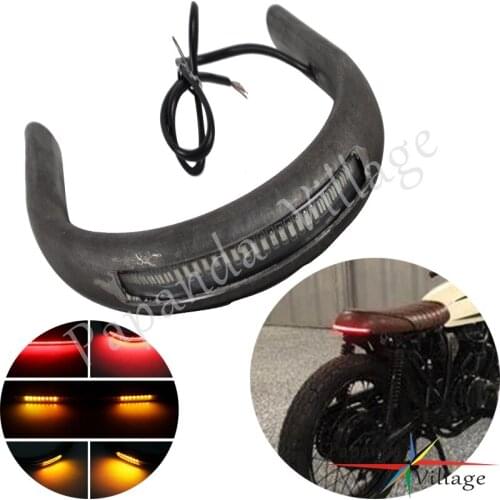 22mm/25mm Tube Universal Cafe Racer Seat Frame Hoop Brat Style Loop w/ LED Brake Tail Turn Singal Light for Honda Yamaha Suzuki