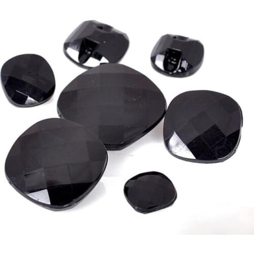 30pcs All-match clear &black acrylic buttons square coat buttons sweater button