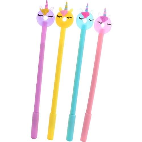 40 pcs/lot Donuts Unicorn Gel Pen Cute 0.5 mm black ink Signature pens Stationery School writing Supplies Promotional Gift