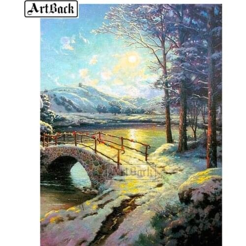 5d diy diamond painting snow tree winter landscape full square drill 3d diamond embroidery artwork diamond mosaic kit