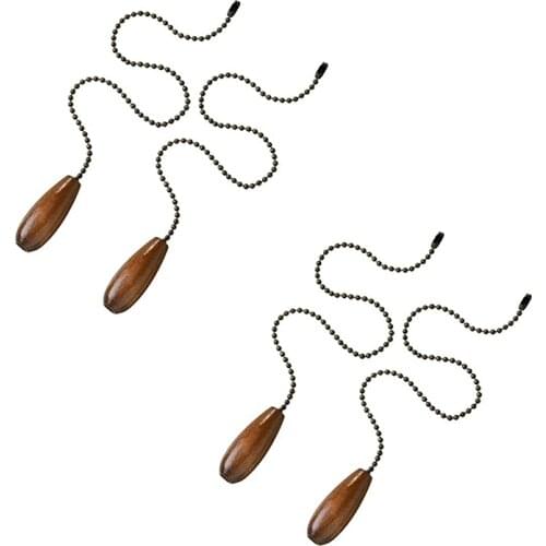 4 Pieces Ceiling Fan Chain Pulls Wooden Pull Chain Extension Pull Chain for Ceiling Light Lamp Fan Chain (Walnut Color)
