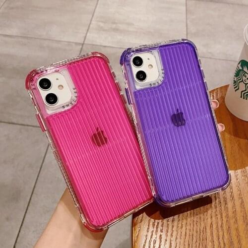 Gimfun Cartoon Trunk Thickened Phone Case for iPhone 11 12 Pro Max XS Max X XR 7 8 Plus Clear Anti Falling Stripe Back Cover