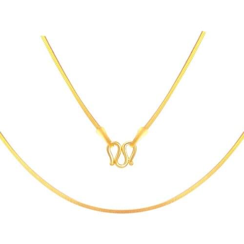 Pure 999 24K Yellow Gold Necklace Women Snake Chain Necklace Heavy Gold Necklace