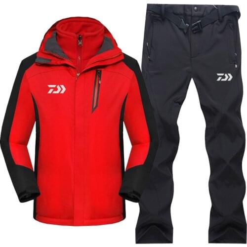 2019 Dawai High Quality Fishing Clothing Sets Men Breathable Outdoor Sportswear Suit Winter Autumn Warm Fishing Shirt and Pants