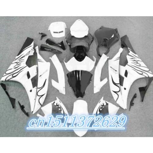 Dor-Custom motorcycle fairings sets For YZF R6 2006 07 YZFR6 plastic 06 2007 black flame white body fairing kits D injection