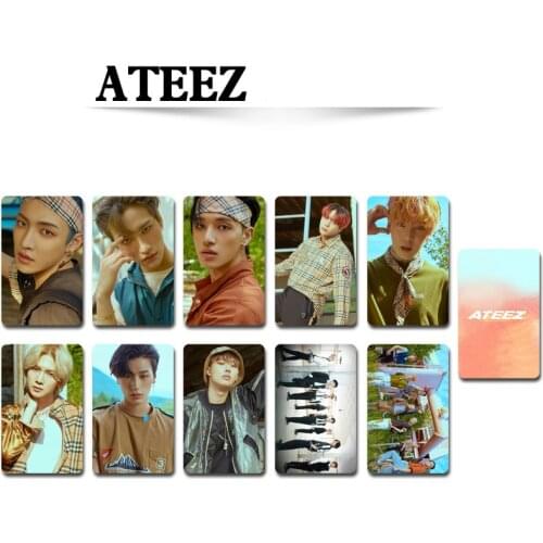KPOP ATEEZ Group Same Photo Cards LOMO Cards Double Sizes Photos 10Pcs Set