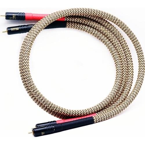 Hifi OFC Silver Plated Copper 2RCA to 2RCA Signal Lines AUX CD Amplifier Connection Audio Cable