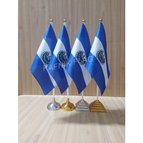 KAFNIK,5/10pcs a lot Salvador table desk flag banner 14*21cm flag /Plastic flags or suction cups for your choice free shipping