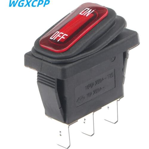 KCD3 Ship Type 3pin ON/OFF 15A 250V / 20A 125V AC,Light Waterproof Power Switch High Current Rocker With LED Button Switch