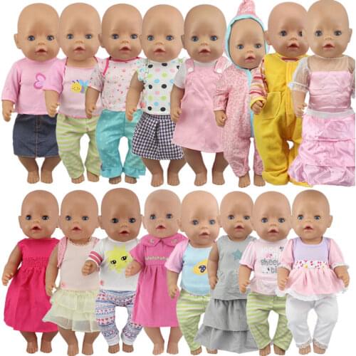 3pcs in1, New Fashion Short Jump Suits For 17 Inch Baby Doll 43cm Born Baby Doll Clothes