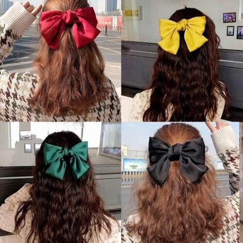Korean Silk Big Bow Hair Ties Spring Hair Clips Trendy Ins Ribbon Hair Accessories Hairpin For Women Girls Bowknot Hairpins New