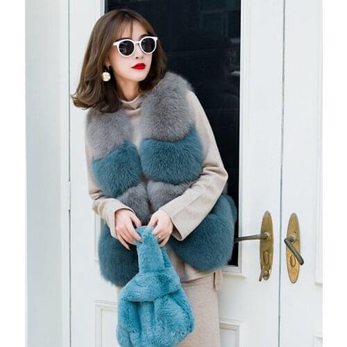 Real Fox Fur Short Vest Coats Women Clothes Autumn Winter Warm Vests Korean Vintage Elegant Coat Chalecos Para Mujer ZL512