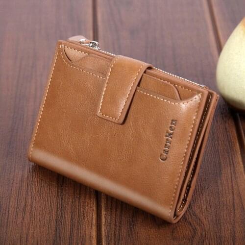 New Men Wallet Oil Wax Cowhide Genuine Leather Wallets Coin Purse Clutch Hasp Open Top Quality Retro Short Wallet Money Bag