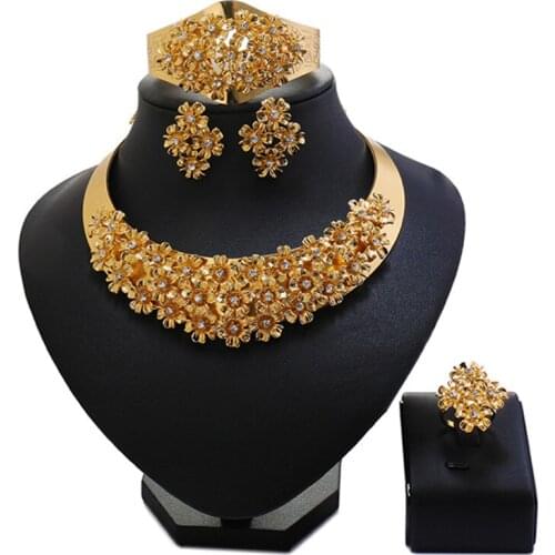Longqu dubai gold jewelry set 2020 Nigerian Wedding Women Accessories jewelry set fashion african Bridal jewelry set Wholesale