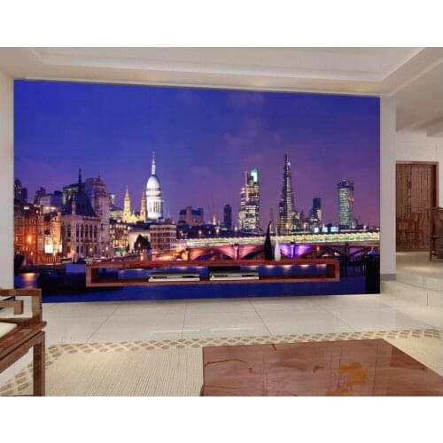 Custom photo mural 3d wallpaper HD city night view picture background room decor painting 3d wall murals wallpaper for walls 3 d