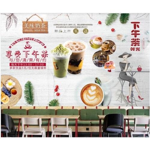 Custom mural photo wallpaper 3d Afternoon tea bar gourmet dining cafe home decor living room Wallpaper for walls in rolls