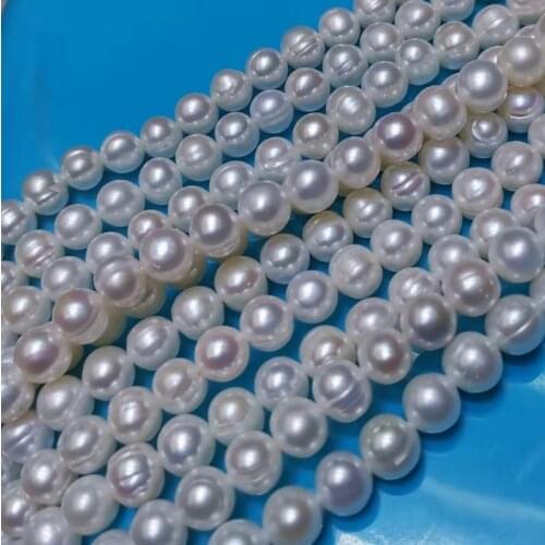 Natural white 8mm near round freshwater pearl wholesale 12 strands