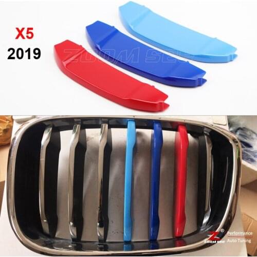 For 2019 All New BMW X5 G05 3D M Sport Color Car Front Grille Trim Strips Grill Cover clips Decoration Stickers