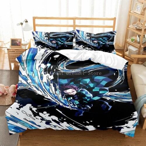 New Anime Demon Blade Bedding Set Demon Slayer Duvet Cover 3D Print Japan Cartoon Anime Bed Quilt Cover Pillowcase (No Sheet)