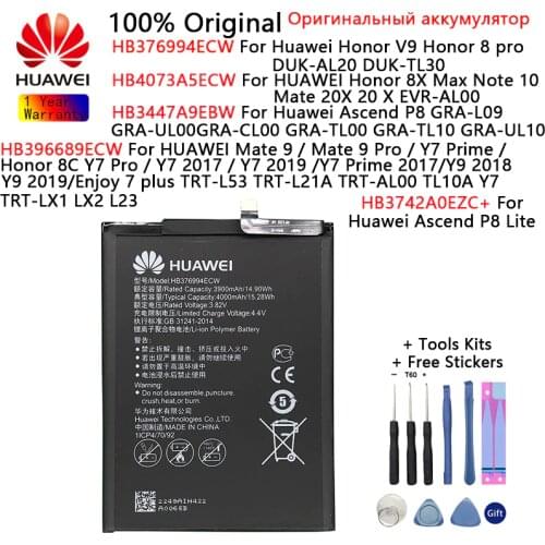 Orginal Huawei Battery For Huawei Mate 9 20X 20 X/9 Pro/Y7 Prime/Honor V9 8X Max/8C/8 Y7 Pro Note 10 Ascend P8/P8 Lite Batteries