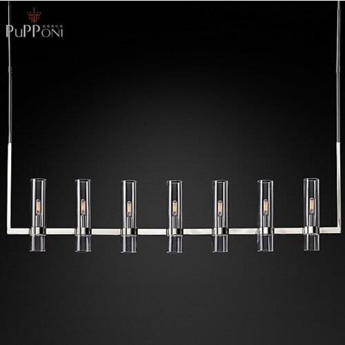 Polished Nickel Linear Chandelier Lighting Fixture for Living room Restaurant