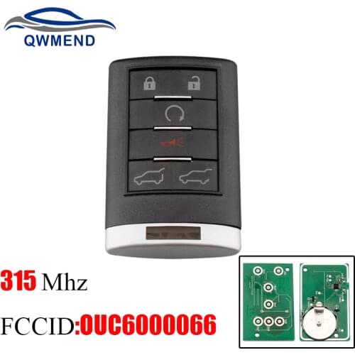 BHKEY 6Buttons 315Mhz Smart Remote Key For OUC6000066 Keyless Fob For Cadillac Escalade ESV EXT 2007-2014 Car Entry Key Fob