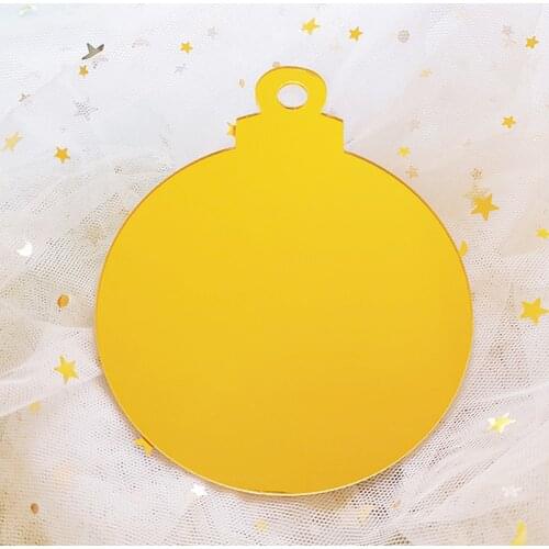 Merry Christmas Clear Blank Acrylic Board Ornaments Christmas Baubles Rose Gold Cake Topper Christmas Ball Xmas Tags 10cm 4inch