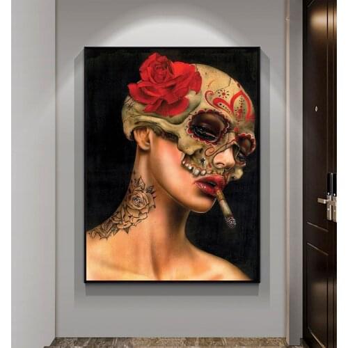 Sexy Women Body Art Canvas Painting Nordic Gothic Wall Art Canvas Print and Poster Abstract Portrait Picture for Home Wall Decor