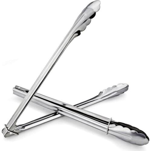 Stainless Steel Tongs With Lock Design Grip For Kitchen Food Vegetable BBQ Salad Bread Scallop Buffet Cilp LX7834