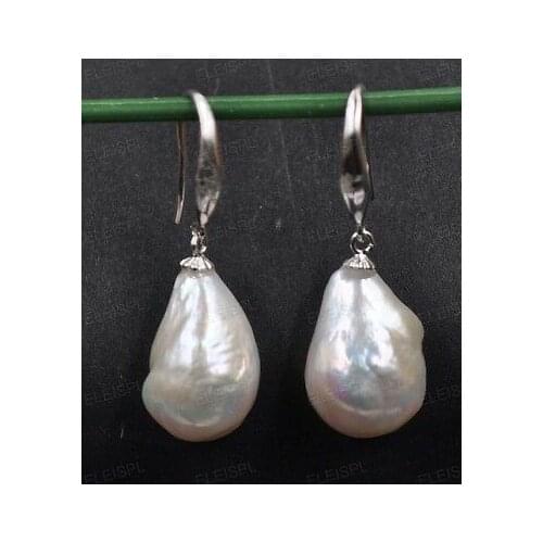 GORGEOUS similar rare large 12-14mm Freshwater Natural Furrow Real pearl earring