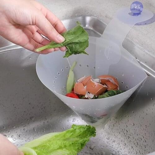 Funnel drain basket with suction cup foldable sink filter for kitchen Food Waste Drain sorting Garbage Soup Separated Device