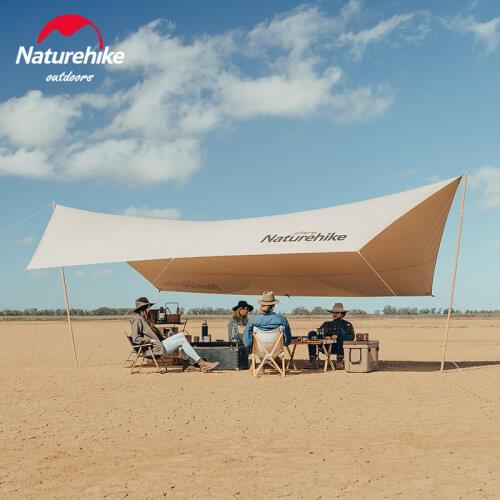 Naturehike Classy Waterproof Camping Awning 5-8 Persons Cotton Sun Shelter Hexagonal Portable 7*4.3m Sunshade