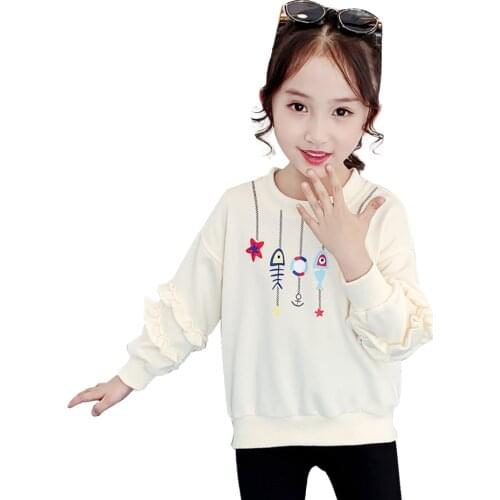 Girls Hoodies Sweatshirts Childrens Cartoon Pattern Spring and Autumn Childrens Clothing 3-13 years old Long Sleeve Kids Clot