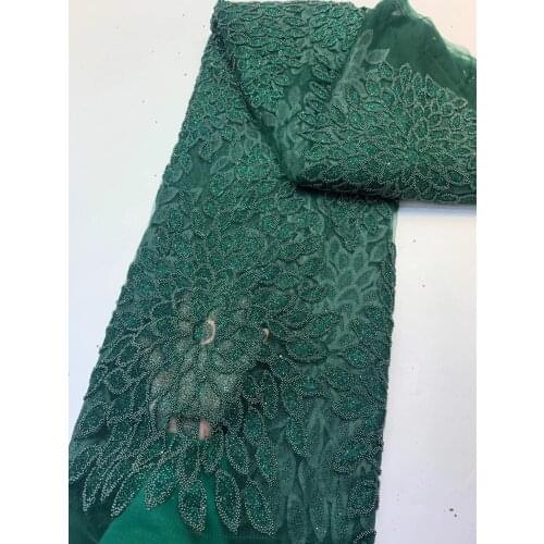 High-grade Beads Lace Handmade Fabric Craft Lace French Wedding Lace Fabric Latest Nigeria Sewing Garment Fabric ZX4665