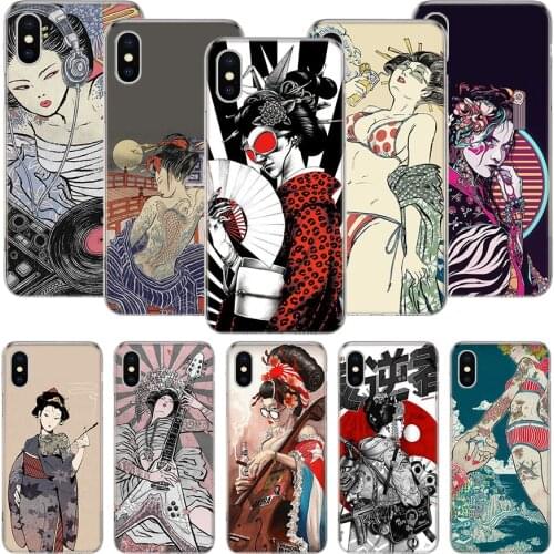 Japanese Fashion Art Kimono Tattoo Phone Case For iPhone 11 12 Pro XS XR X Max 7 8 6 6S Plus Mini + 5 SE Pattern Customized Coqu