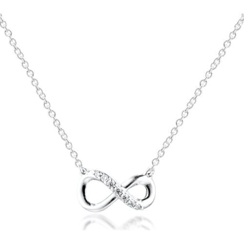Sparkling Infinity Collier Necklace for Women 925 Sterling Silver Collier Jewelry Female Choker Necklace Jewellry Fine
